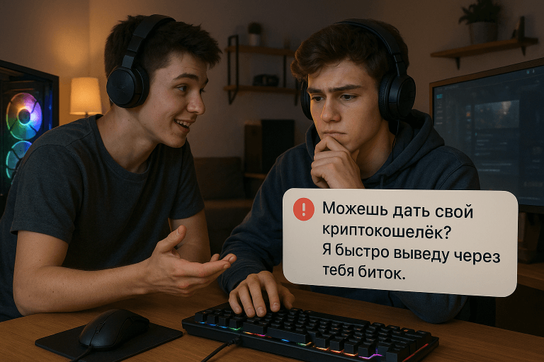 Просьба в игре: «Можешь дать кошелёк? Надо вывести немного...» — типичная схема обмана Игровой чат с просьбой отправить криптокошелёк.